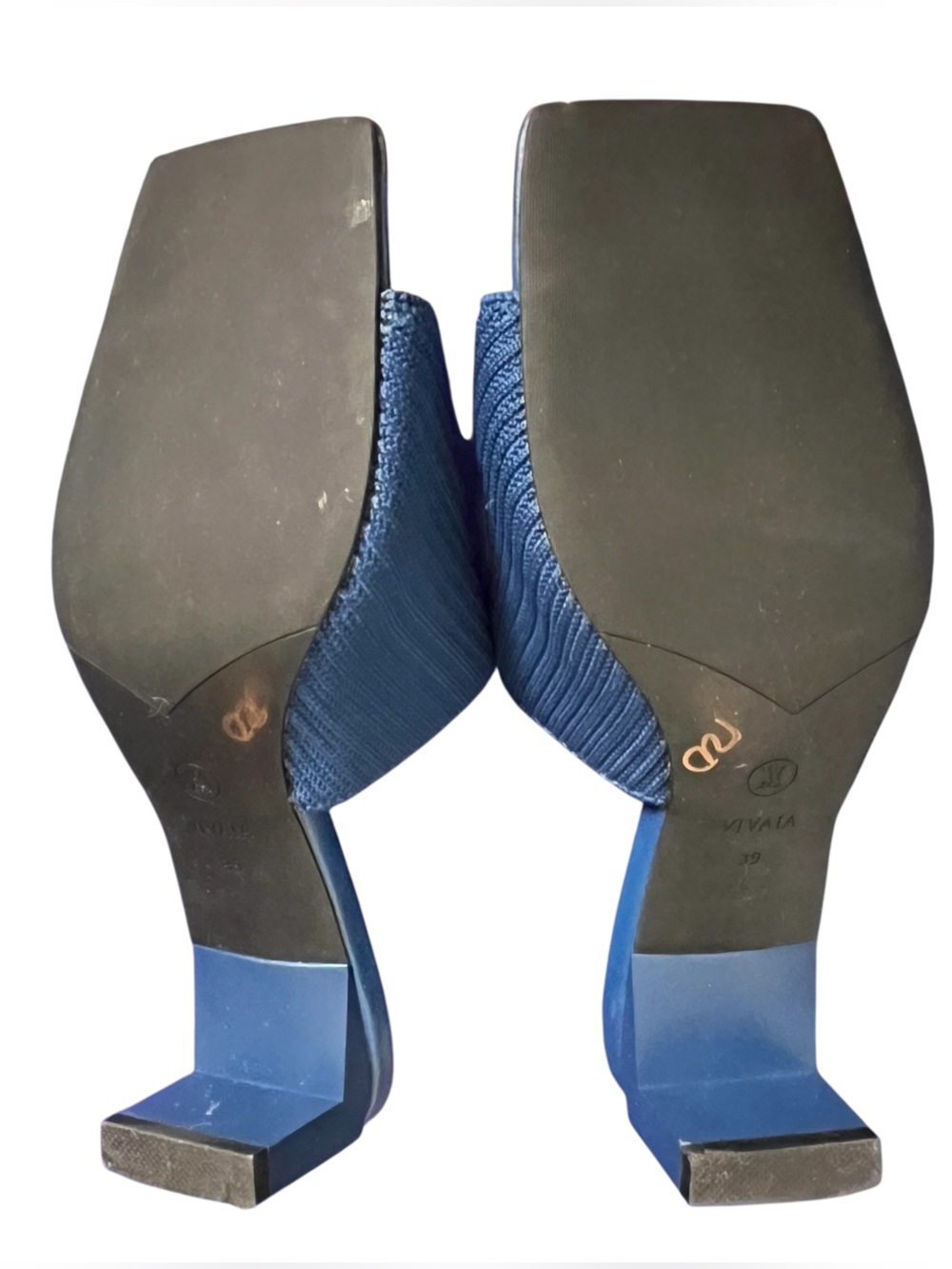 Vivaia Square Toe Block Heel Sandals Kitten Heel Mules Slides 39 Denim Blue US 8 - Picture 13 of 15